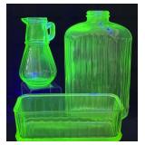 Uranium Glass Refrigerator Water Bottle, Dish