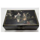 Early Chinese Inlaid Stone Lacquer Jewelry Box