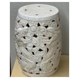 Chinese White Porcelain Dragon Garden Stool Seat