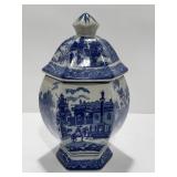 K&K Interiors Blue & White Ceramic Ginger Jar