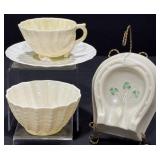 Belleek Pottery Neptune Yellow Footed Cup & Saucer