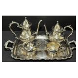 Wm A Rogers Silverplate Tea & Coffee Set Tray
