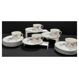 Vintage Oakley China Ltd Violet Snack Plates, Cups