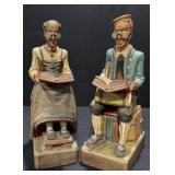 Vintage Folk Art Carved Wood Figurine Bookends