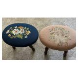 Vintage Oval Needlepoint Foot Stools