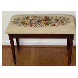 Vintage French Needlepoint Piano Bench