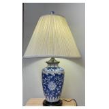 Vintage Blue & White Chinoiserie Floral Lamp