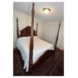Drexel Style Carved Mahogany Queen Poster Bed