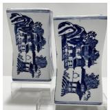 Vintage Blue & White Porcelain Chinese Den Pillows