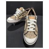 Coach Barret Brown Monogram Sneakers, Size 9B
