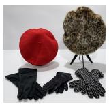 Vintage Ultrabasque Wool Beret, Faux Beret, Gloves
