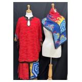Vintage Very Vollbrach Red Kimono Set