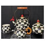 Mackenzie-Childs Courtly Check Tea Kettle, Pot