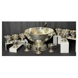 Vintage Silverplate Punch Bowl Set with 12 Cups