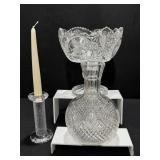 Hofbauer Unicorn Etched Compote, Lead Vase & More