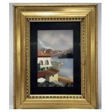 Signed Italian Pietra Dura Roman Mosaic Landscape