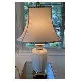 Mid Century Cream & Gold Porcelain Table Lamp