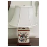 Vintage Asian Peacock Crackled Ceramic Lamp