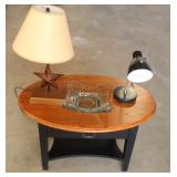 End Table, 2-Lamps & Candy Dish