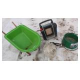 Wheel Barrow, Heated Dish, Heat Lamp & Heater