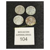 4 'P' Steel 1943 Lincoln Cents