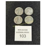 4 'P' Steel 1943 Lincoln Cents