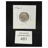 Buffalo Nickel - 1936 - 'S' - Better Shape - Full