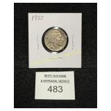 Buffalo Nickel - 1937 - Better Shape - Full Horn