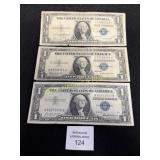 3 Silver Certificates 1957, 1935H, 1935G