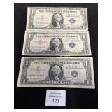 3 Silver Certificates 1957, 1957B, 1935E