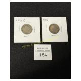 2 Liberty V Nickels - 1912, 1912D