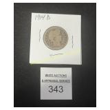 1914 'D' Barber Quarter - 90% Silver