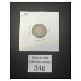 1911 Barber Dime - 90% Silver