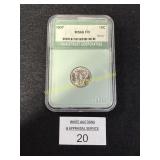 1937 Mercury Dime Graded MS66 FB