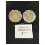 2 Canadian Two Dollar Coins - 1996 - 2004