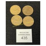 4 Canadian Dollar Coins - 1987, 1988, 1989, 1995