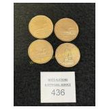 4 Canadian Dollar Coins - 1988, 1989, 1994, 1995