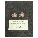 Earrings - Vintage - Heart Angel Skin Coral - .925