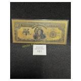 US $5 1899 Chief Indian Note - Gold Foil Replica