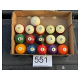 Complete Set of Pool Balls w/Cue