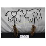 Primitive Wire Cow & Pig Silhouette Rug Beaters