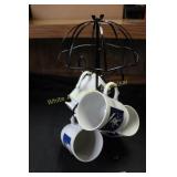 Vintage Morton Salt 'Umbrella Girl' Mugs & Stand