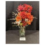 Artificial Floral Arrangement - Square Glass Vase