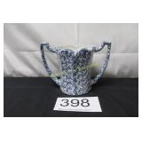Blue Spongeware Glazed Stoneware Pitcher