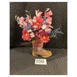 Artificial Floral Arrangement in Leather Boot