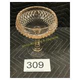 Indiana Glass Diamond Point Vintage Pink Compote