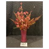Artificial Floral Arrangement - 10' Red Glass Vase