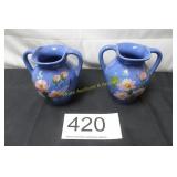 Cobalt Blue Ceramic Pitchers w/Double Handles