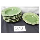 Florentine Green Ceramic Collectible Plates (7)