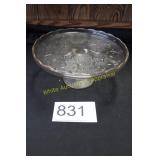Jeannette Glass 'Harp' Pattern Pedestal Cake Stand